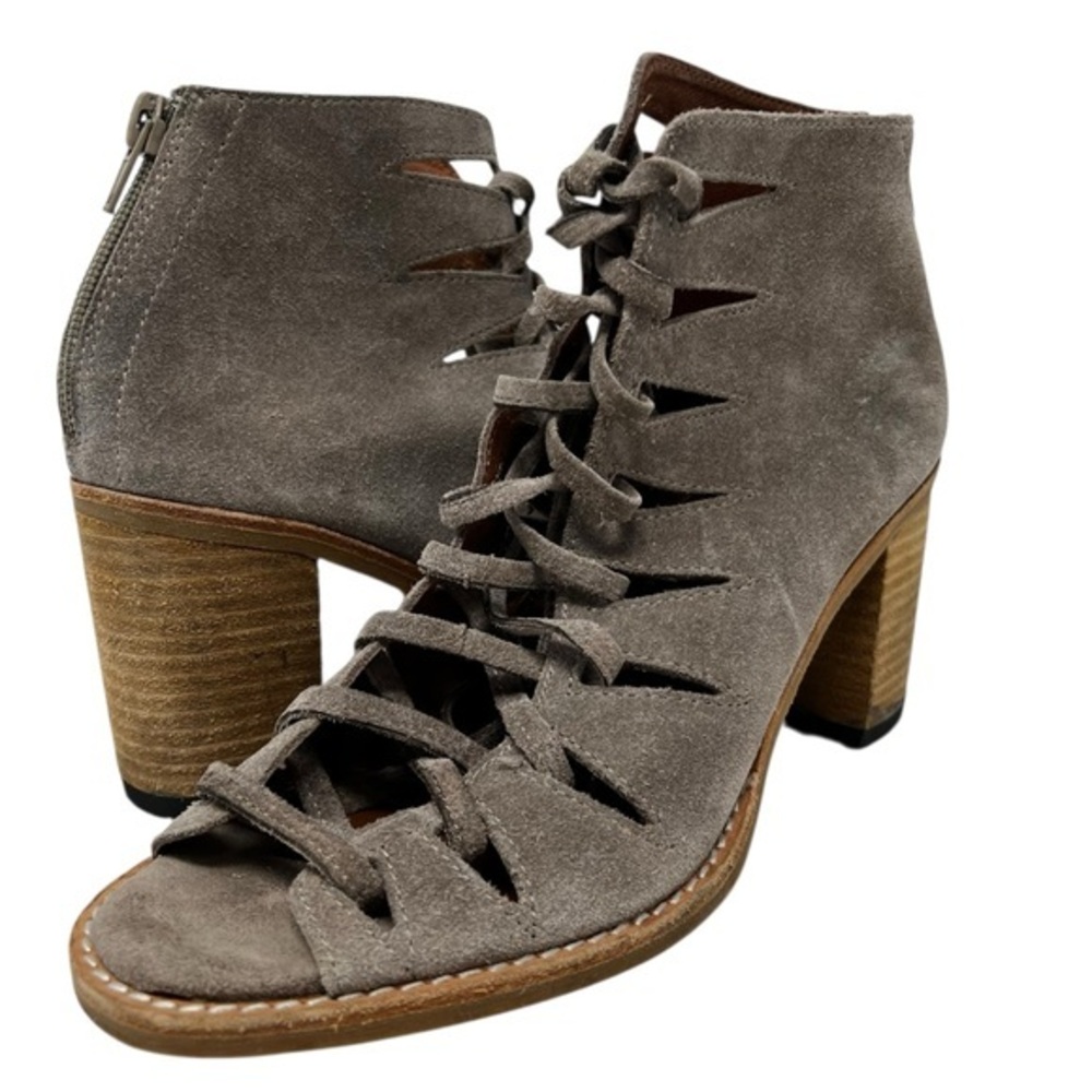 Jeffrey Campbell Taupe Suede Lace-Up Boots